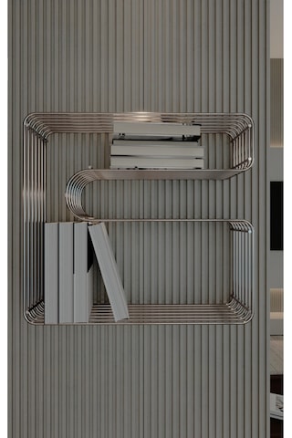 Paslanmaz Metal Duvar Rafı Kitaplık Banyo Düzenleyici Kıvrımlı Tel Kitaplık Ve Mutfak Rafı Gümüş