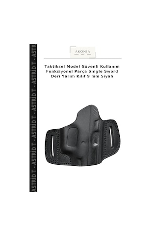 Taktiksel Model Güvenli Kullanım Fonksiyonel Parça Single Sword Deri Yarım Kılıf 9 Mm Siyah