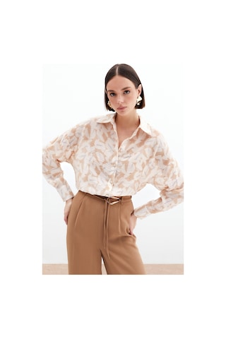 Sateen Desenli Viskon Gömlek - Taş-136025 Taş