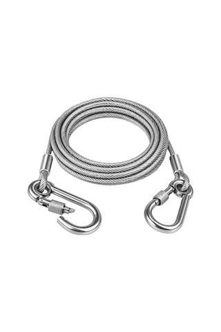 Hubrendy Sh Sunup Sn-38107 5 Metre Çelik Köpek Bağlama Halatı Kilitli Karabina Pvc Kaplamalı