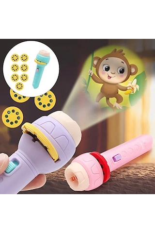 Lovoski 56 Resimli Projeksiyonlu Çocuklar İçin Eğitici El Feneri