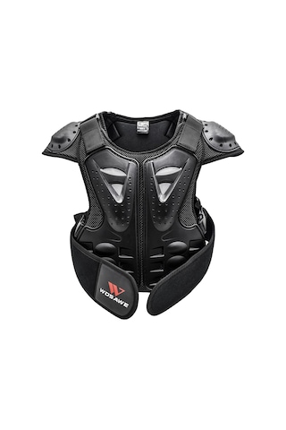 Çocuk Göğüs Arka Koruyucu Yelek Dişli Çocuk Motosiklet L Beden Siyah
