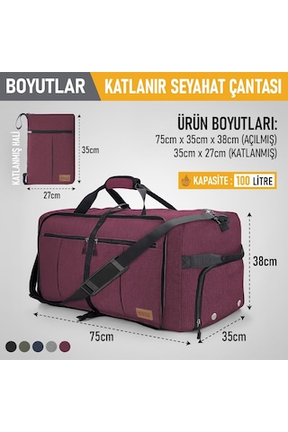 Xmlbayiciniz Katlanabilir Seyahat Çantası, Bavul Valiz Büyük Boy El Bagajı Kadın Seyahat Çantası, Ayakkabı Bölmeli Hafta So Çok Renkli