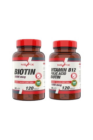 Nevfix B12 Folic Acid&Biotin 120 Tablet Biotin 5000 Mcg 120 Table