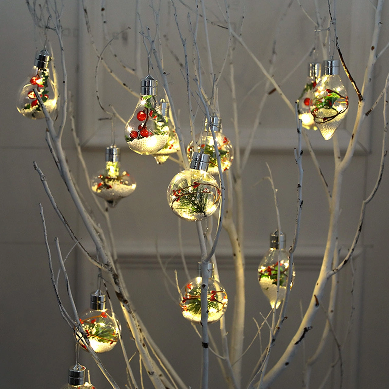 Youmex Led Askı Lambaları, Noel Dekorasyonu İçin Şeffaf Top Şeklinde, Ip44 Su Geçirmez, Isınma Beyazı Işık, Dış Mekan Ve İç Mekan Uyumlu