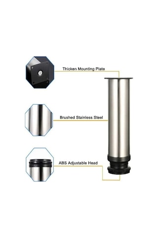 Novahub Mobilya Ayakları - Kanepe Masa Dolaplar İçin Yüksekliği Ayarlanabilir Paslanmaz Çelik 4 Ayağı - 25-265mm Set -