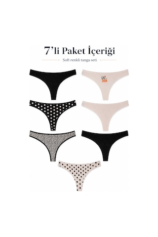 Sebatingo Kadın Tanga Pamuklu Çok Renkli 7 Li Paket Çok Renkli96