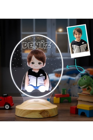 Çocuk Fotoğrafından Peluş Lambaya Dönüşen Kişiye Özel Led Lamba Yapay Zeka Destekli Renkli Çocuk Odası Hediyesi