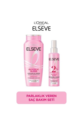 Elseve Glycolic Gloss Parlak Veren Şampuan 300 ML + Saç Bakım Spreyi 150 ML