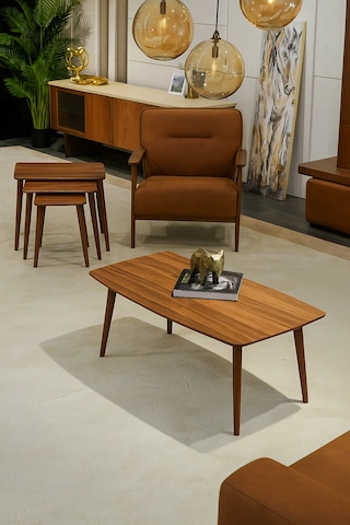 İstanbul Orta Sehpa Ve 3'lü Zigon Sehpa Seti Ahşap/urartu