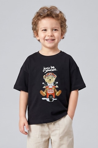 Dmb Boys & Gırls Erkek Çocuk Ayıcık Baskılı Tshirt 1-7 Yaş Füme-2796