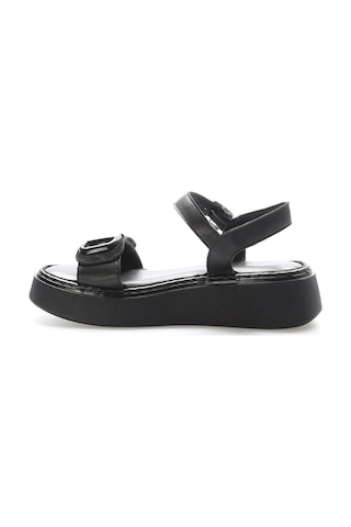 Fast Step Hakiki Deri Kadın Klasik Sandalet 621za1149 Siyah