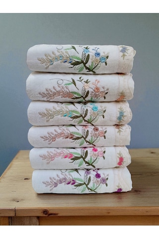 50x90 Cm Nakışlı Kadife 6lı El Havlusu Yüz Havlusu Seti Beyaz 50x90 Cm Nakışlı Kadife 6lı El Havlusu Yüz Havlusu Seti Beyaz