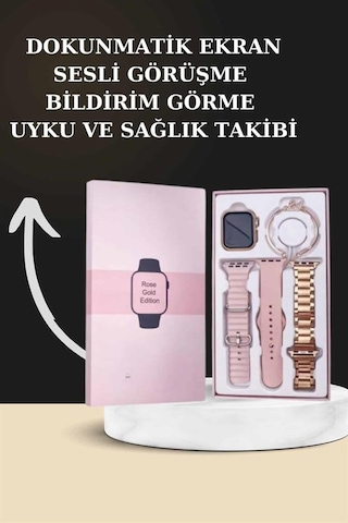 Yeni Nesil Kaliteli Akıllı Saat Ve Kablosuz Bluetooth Kulaklık Yüksek Ses Kaliteli 3 Farklı Kordon, Bileklik