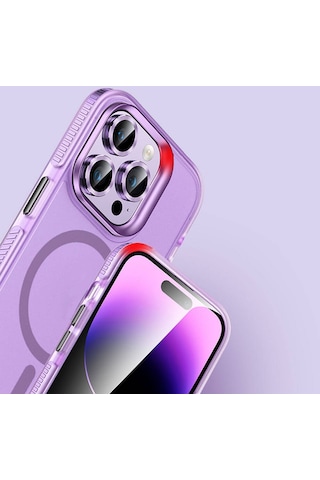 Apple Uyumlu iPhone 15 Pro Max Kılıf Airbagli Magsafe Wireless Şarj Özellikli Lens Koruyuculu Zore Klaptika Kapak