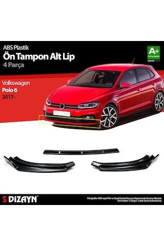 S-Dizayn VW Polo 6 ABS Plastik Ön Tampon Alt Lip 3 Prç. 2017 Üzeri
