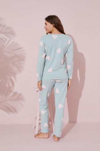 Siyah İnci Pamuklu Örme Pijama Takım 24241074 Yeşil