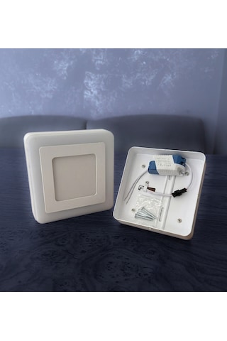 Kare Sıva Üstü Led Spot Armatür 9 Watt Çift Renk Üç Kademe Pembe Günışığı Gece Lambası