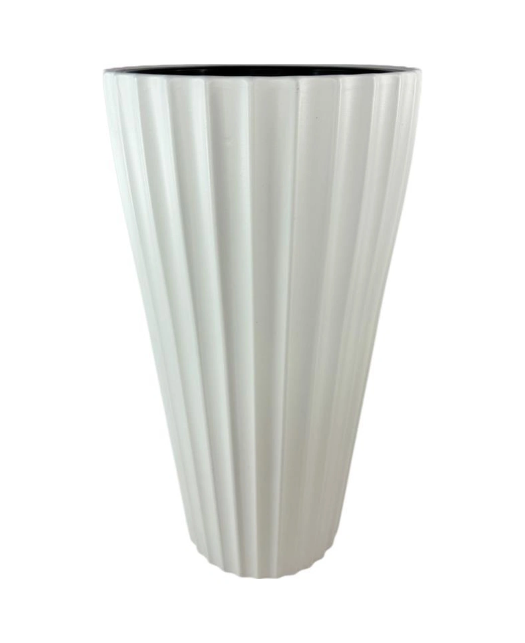 Beyaz Lilyum Model Vazo Dekoratif Plastik Saksı 57cm 9 Litre İç Hacim Estetik Ve Modern Tasarım Beyaz