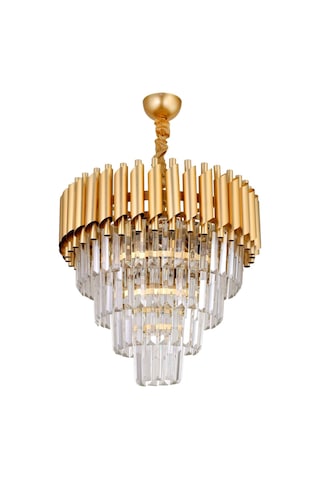 Palmira 45'lik Kristal Taşlı Lüks Avize - Sarı-yaldız Sarı Yaldız