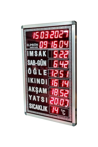 Elimkon Vakitmatik Dijital Cami Saati 40x60 Cm Beyaz Kumandalı