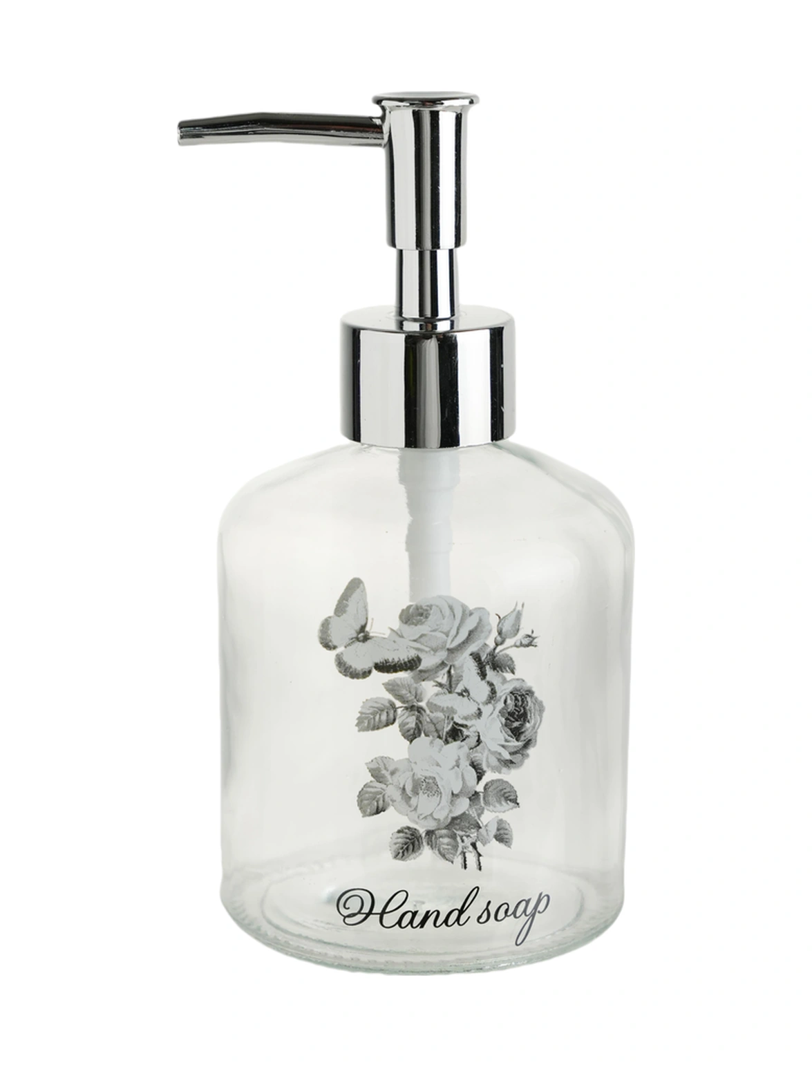 2 Adet Cam Sıvı Sabunluk,çiçekli 300ml Banyo Seti 7,6x15,5cm Çok Renkli