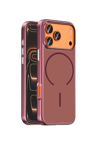 Apple iPhone Uyumlu 17 Pro Kılıf M-safe Şarj Özellikli Zore Lora Pc Kapak - Mürdüm