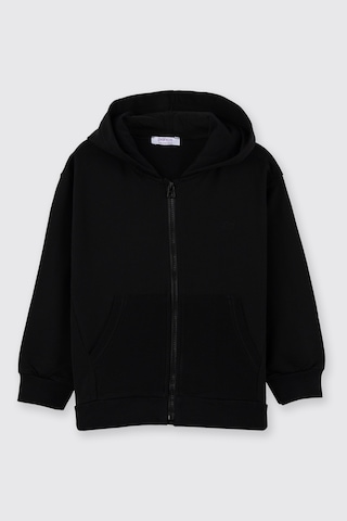 Panço Erkek Çocuk Kapüşonlu Fermuarlı Siyah Sweatshirt