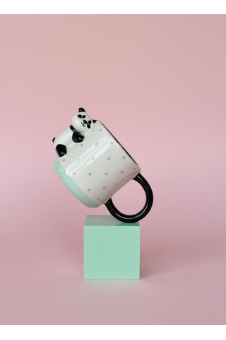 Yıldız Desenli Kupa Panda Figürlü 425 Ml Turkuaz