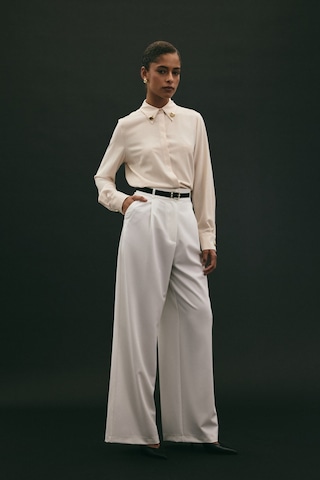 Sateen Lena Palazzo Pantolon - Ekru-136958 Ekru