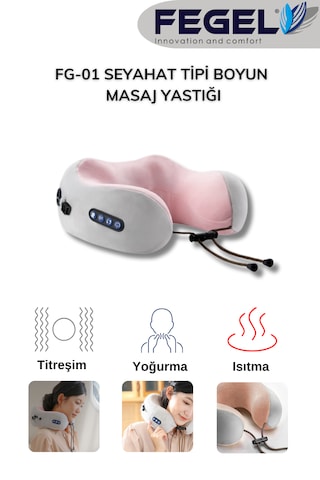 Fg-01 Seyahat Tipi Masajlı Boyun Yastığı Bej Pembe