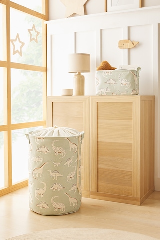 Ocean Home Textile 2'li Çocuk Odası Dinozor Sepet Set 1 Adet 30 X 21 X 18 / 36 X 50 Cm Mint