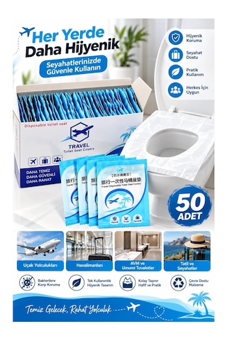 50 Adet Klozet Örtüsü Klozet Poşeti Klozet Kapak Örtüsü Dispenseri Şeffaf