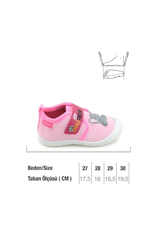 Gezer Kız Çocuk Kışlık Tek Cırt Cırtlı Ayarlanabilir Rahat Taban Ev, Bahçe, Okul, Kreş Panduf Ayakka Pembe