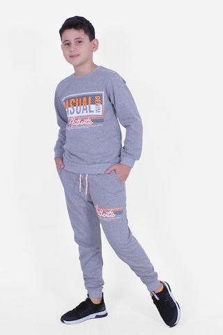 Fyk Kids 2 İplik Baskılı Erkek Çocuk Eşofman Takımı Gri