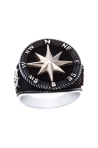 925 Ayar Gümüş Pusula Denizci Erkek Yüzük