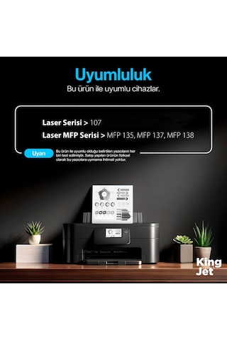 Kingjet Hp Uyumlu 106a W1106a Standart Kapasiteli 20'li Paket Çipli Uyumlu  Toneri Mfp 135w