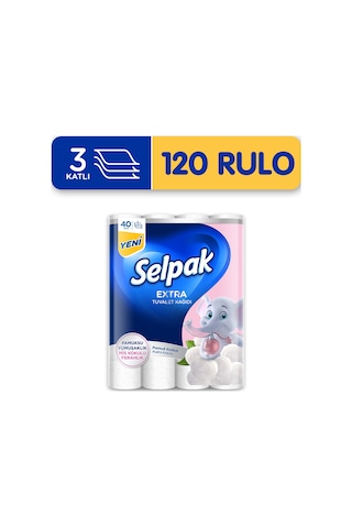 Selpak® Extra Pamuk Katkılı ve Pudra Kokulu Tuvalet Kağıdı 3 x 40 Rulo
