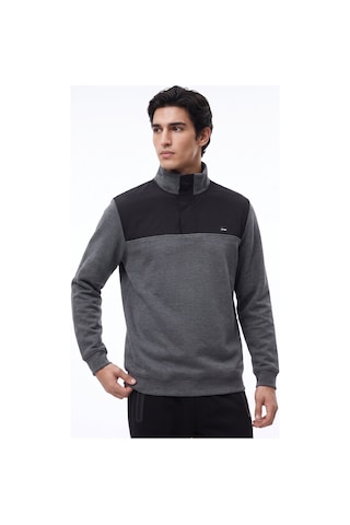 Jeep Antrasit Erkek Dik Relaxed Blok Sweatshirt C4wm-swt4228