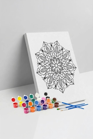 Kalem Desenli Mandala Ahşap Boyama Seti 40x50 Cm