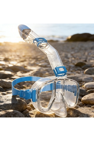 Hpytech Şnorkel Seti-yumuşak Silikon,kamera Uyumlu Dalış Maske, Su Sızdırmaz Açık Mavi