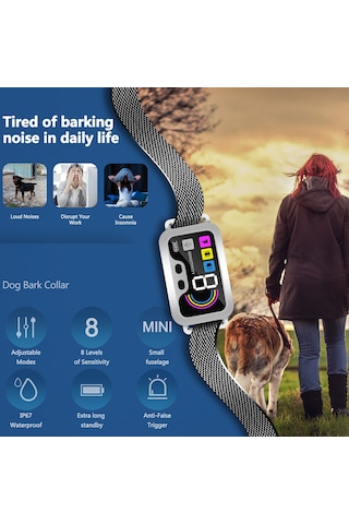 Köpek Eğitim Cihazı Köpekler İçin Havlama Tasması Renkli Ekran Akıllı Köpek Eğitmeni Su Geçirmez Ip6-beyaz