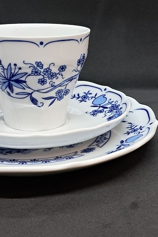 Graff Von Henneberg Saman Desen Duble Vintage Kahve Fincanı 3 Parça 180 Ml Mavi