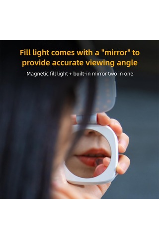 Teltree F-662 Manyetik Telefon Fıllightı: 3 Aydınlatma Modu, 90+ Renk Doğruluğu, Taşınabilir, İç Dahili Makyaj Aynası, Beyaz Beyaz