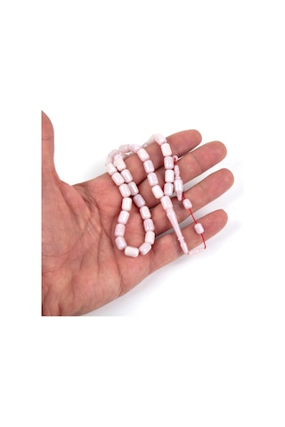 Katalin Çubuk Kapsül Kesim 7x9.5mm Tesbih - Beyaz - İbrahim Atasever Usta İşi Beyaz