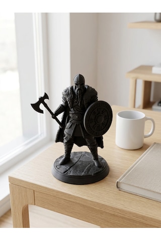 Viking Savaşçı Biblosu 15 Cm İskandinav Mitolojisi Heykel Mat Siyah Karakter Figür Masaüstü Ofis Kitaplık Dekoru Erkek Hediyesi 15cm