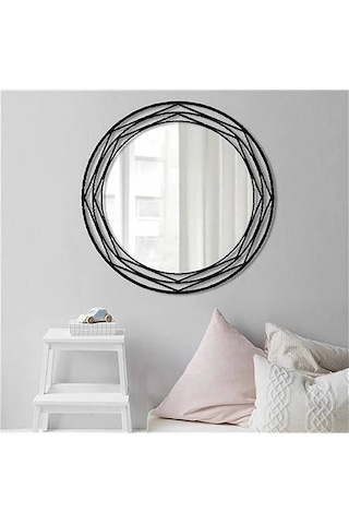Favdecor Modern Metal Dekoratif Duvar Aynası Siyah