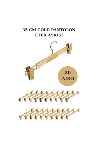 20 Adet Plastik Gold Kaplama Pantolon Askısı Etek Askısı Altın