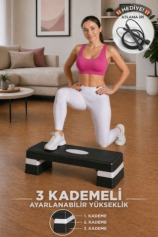 Spor Byfit 3 Kademeli Fitness Step Tahtası + Atlama İpi