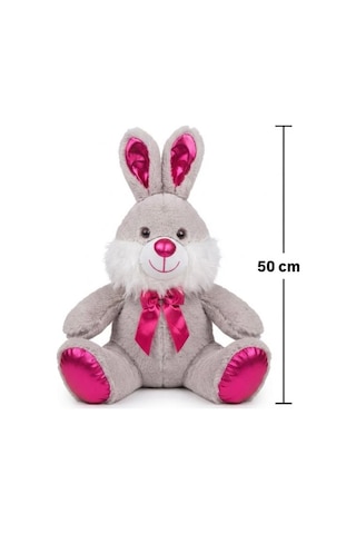 Gri Peluş Tavşan 50 Cm Sevimli Ve Konforlu Uyku Yastığı Ve Sarılma Arkadaşı Dekoratif Oyuncak Pembe